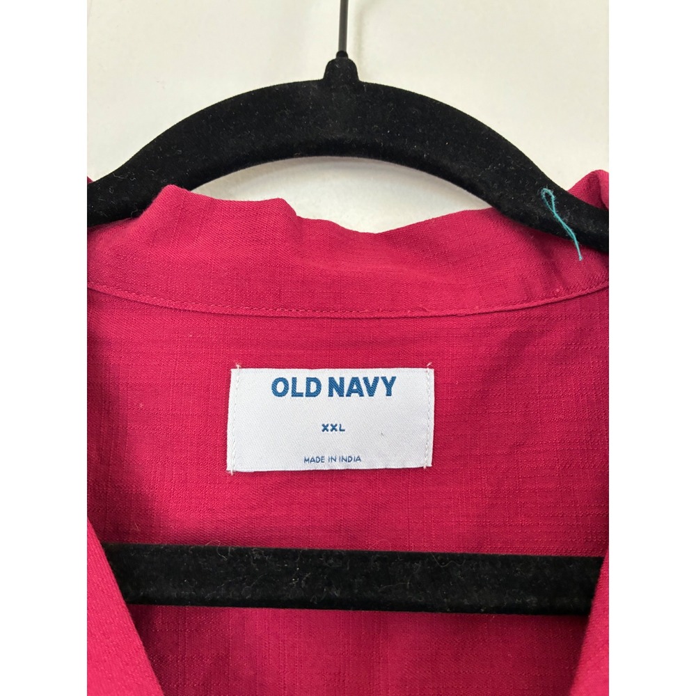 NWT Old Navy Mens XXL Red Floral Embroidered Resortwear Cotton Camp Short Sleeve - Picture 7 of 7